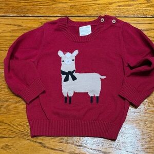 First Impressions mint pullover sweater from Macy’s.  Red w/llama. Size 24 mo.